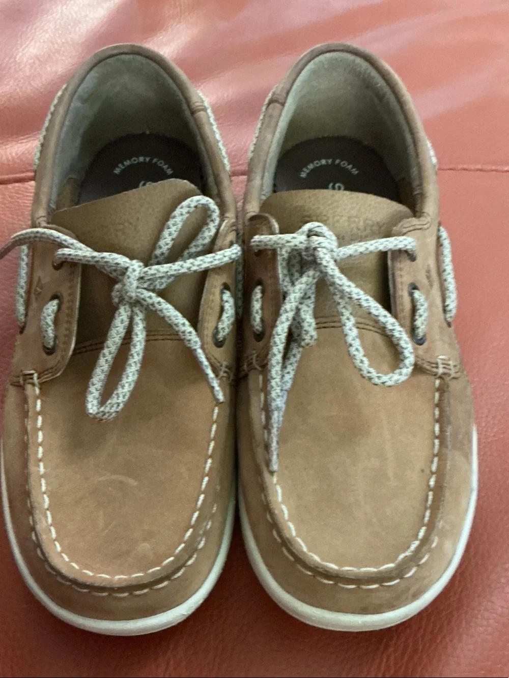 Sperry  Tan and Cream Deck Gamefish Boat Shoe Kids 5